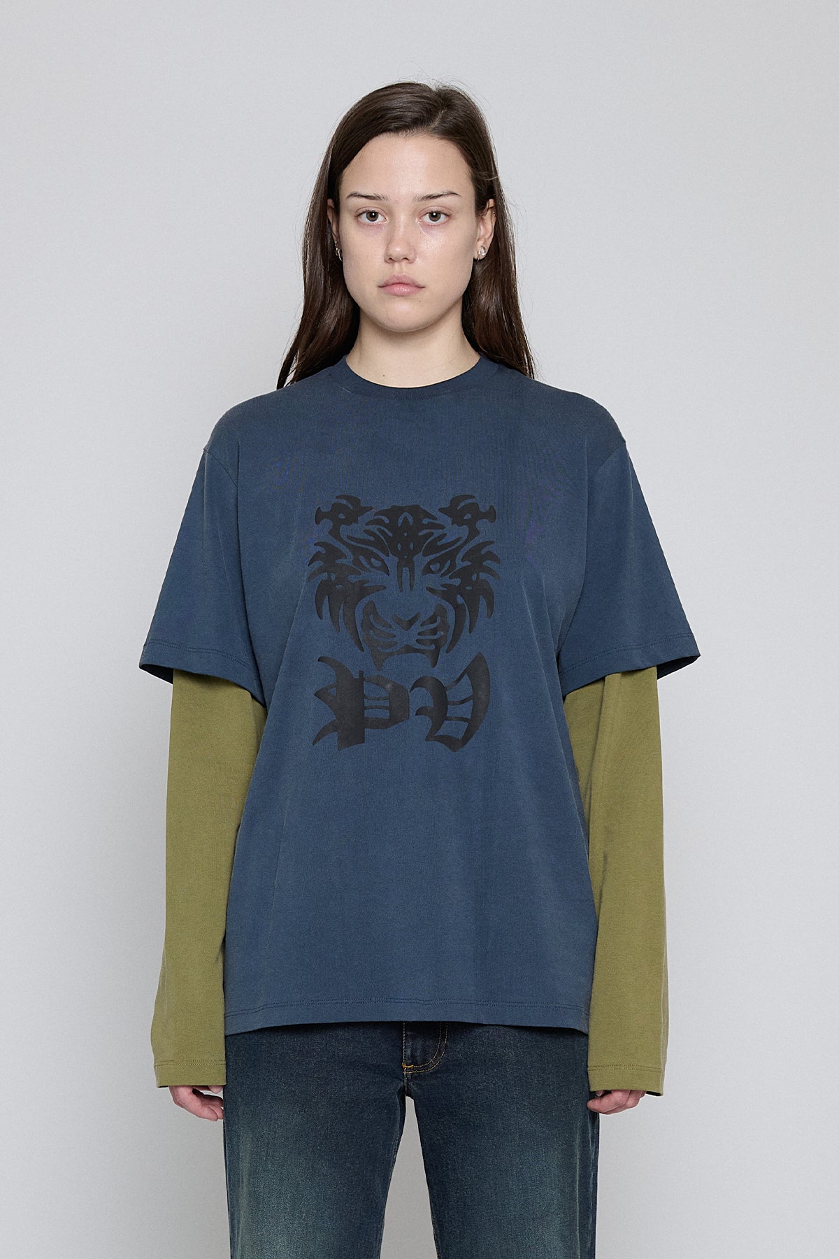 Navy/Olive PV Tiger Printed Long Sleeve Tee