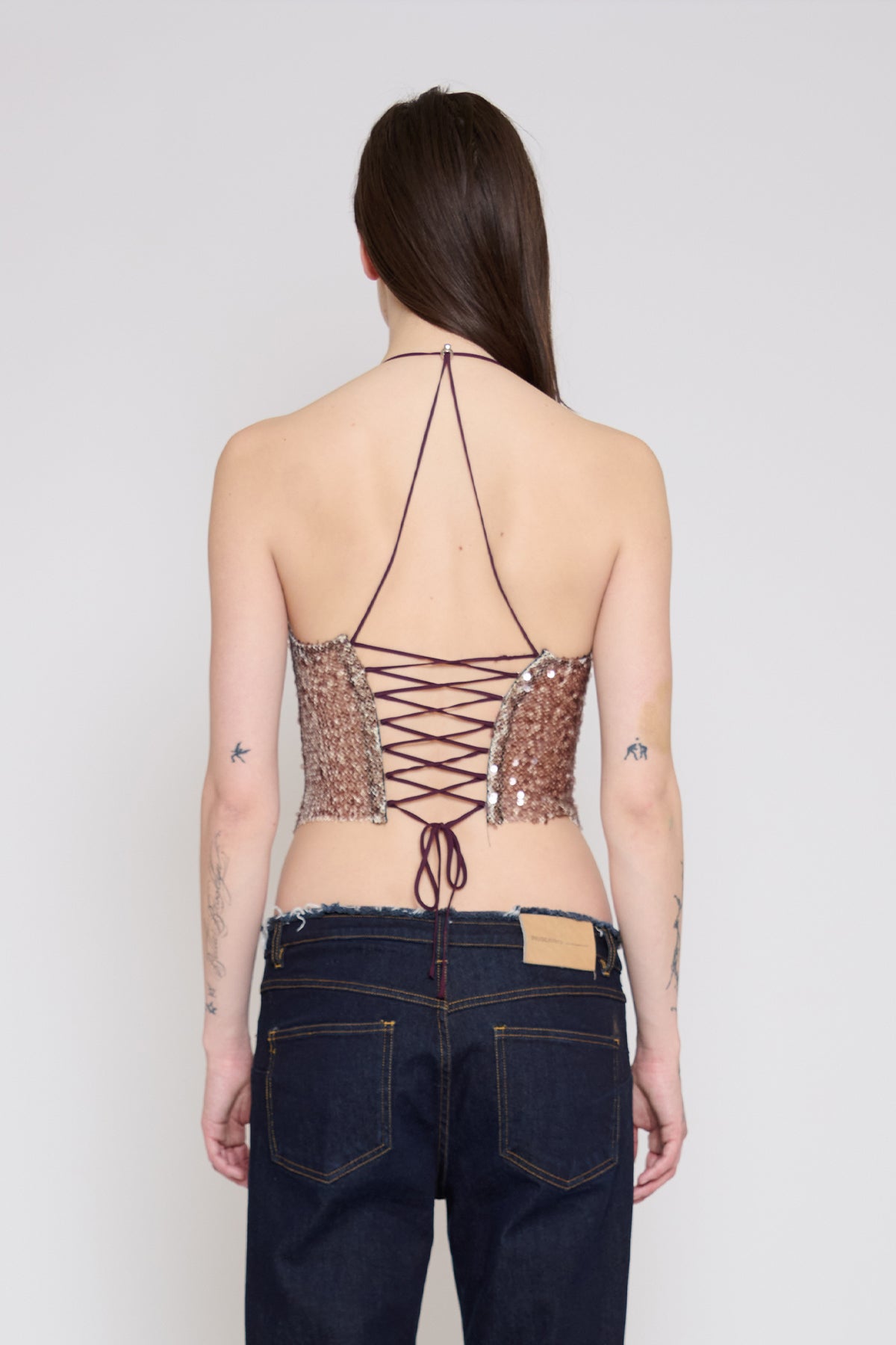 Mauve Lace-Up Halter Top
