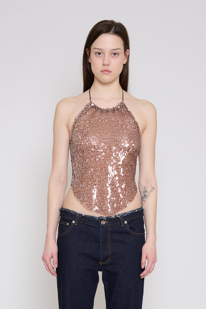 Mauve Lace-Up Halter Top