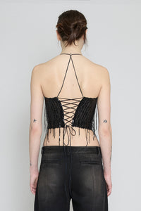 Black Sequin Halter Top