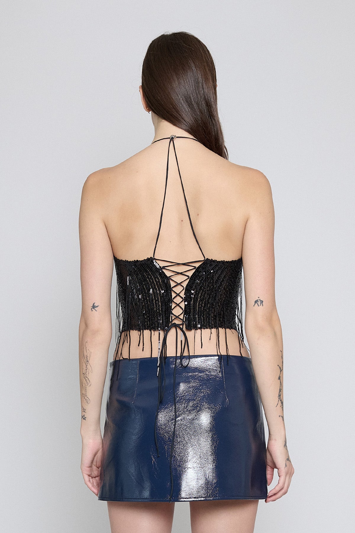 Black Sequin Halter Top