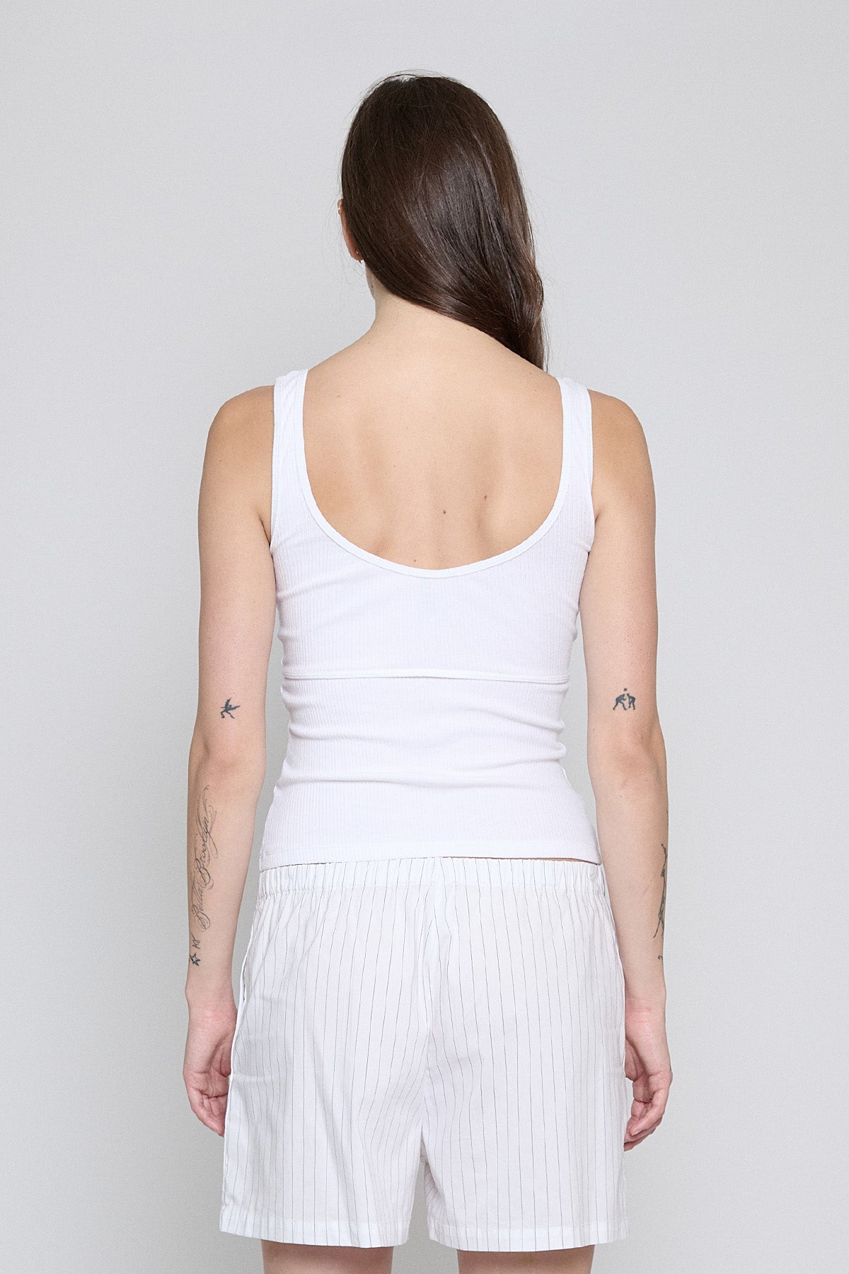 White Ribbed Squareneck Tank
