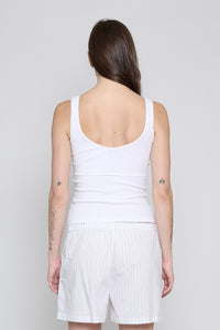 White Ribbed Squareneck Tank