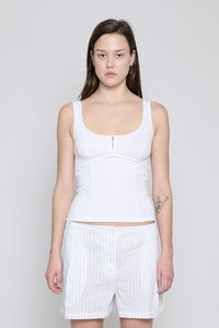 White Ribbed Squareneck Tank