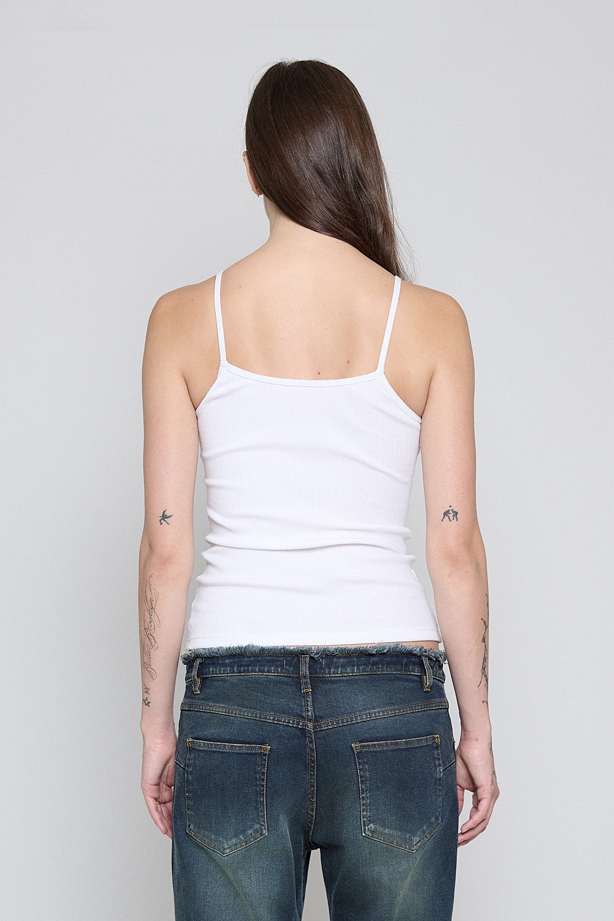 White Ribbed Cami Top