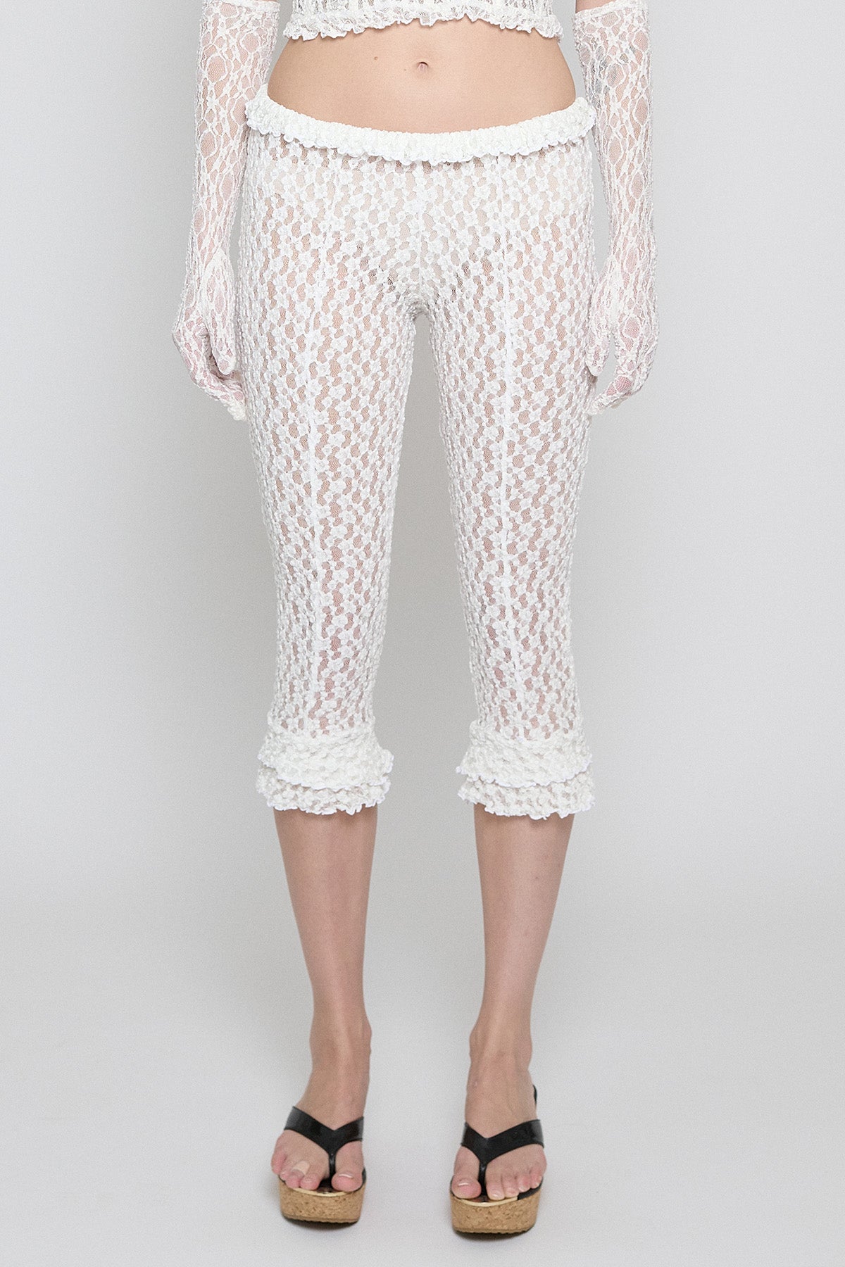 White Stretch Lace Capri - Pre Order