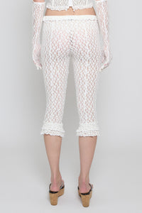 White Stretch Lace Capri - Pre Order
