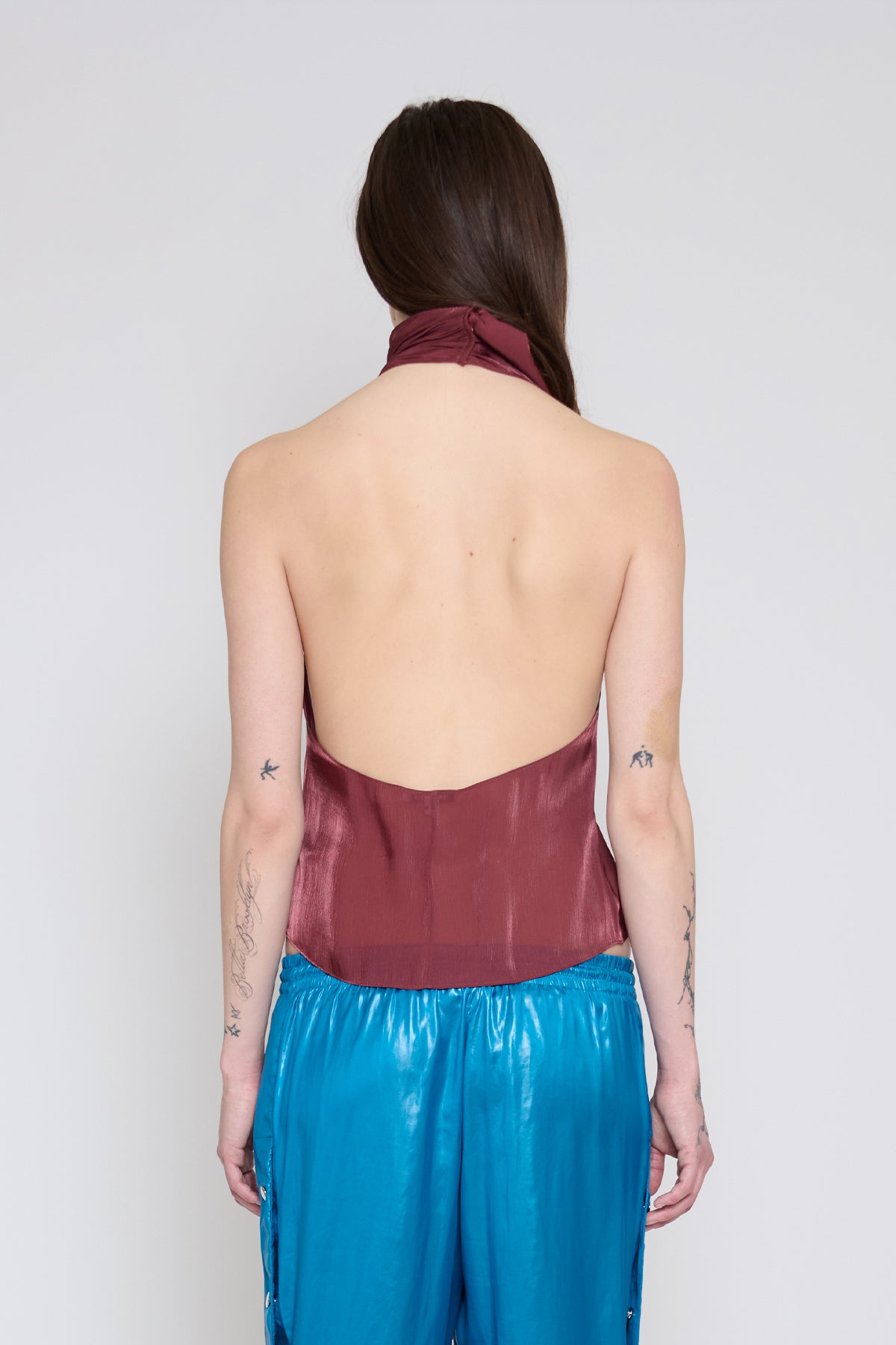 Wine Low Back Halter Top