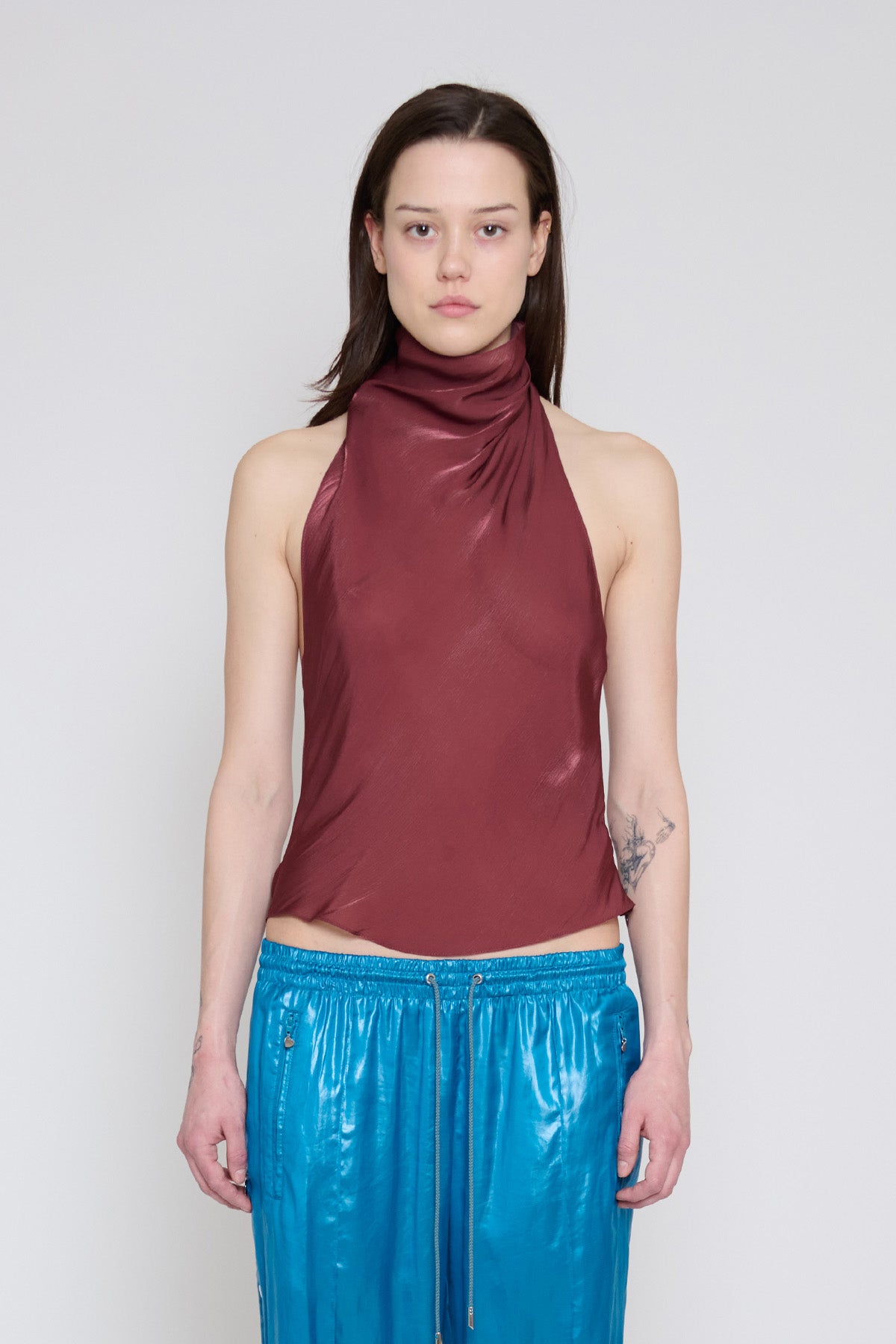 Wine Low Back Halter Top