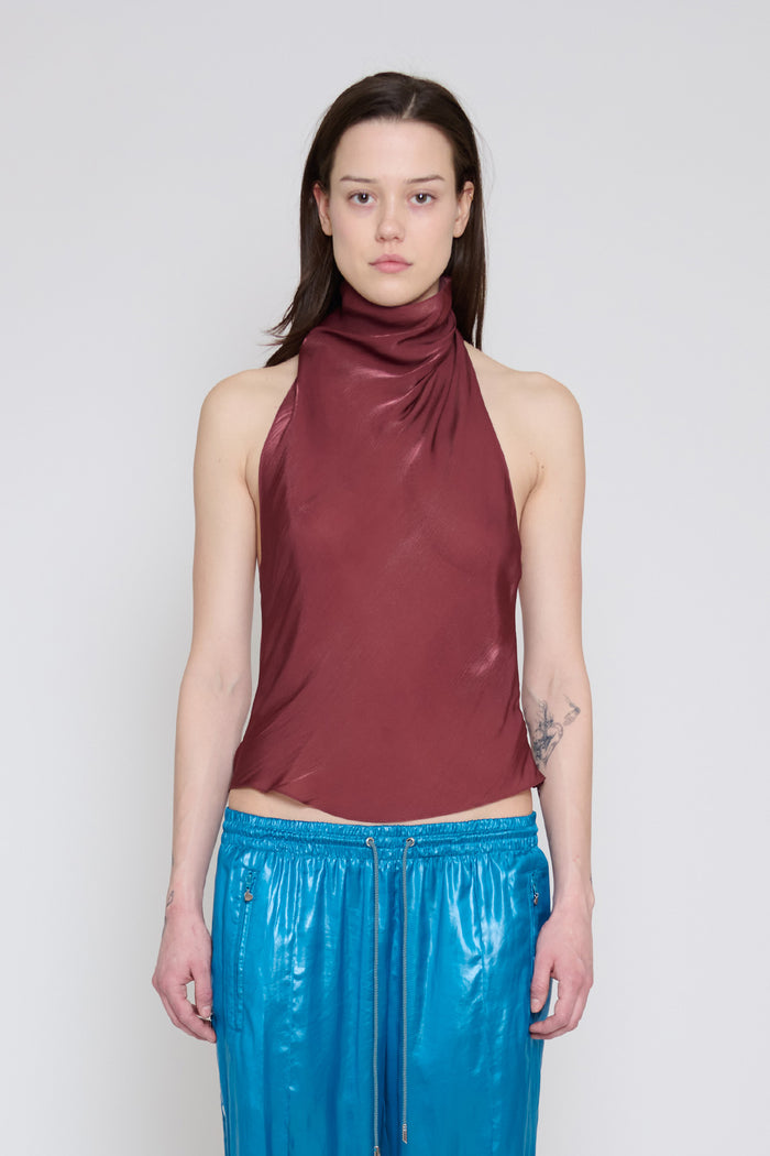 Wine Low Back Halter Top