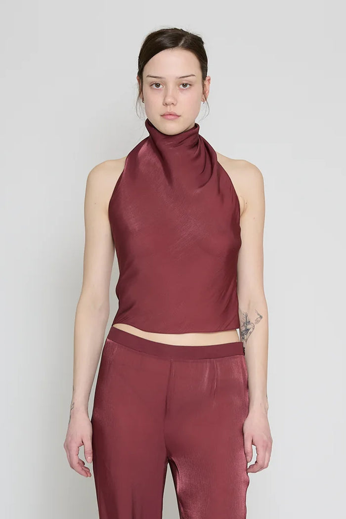 Wine Low Back Halter Top