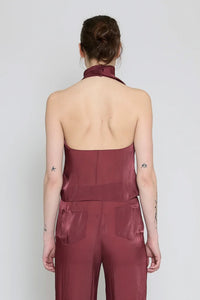Wine Low Back Halter Top
