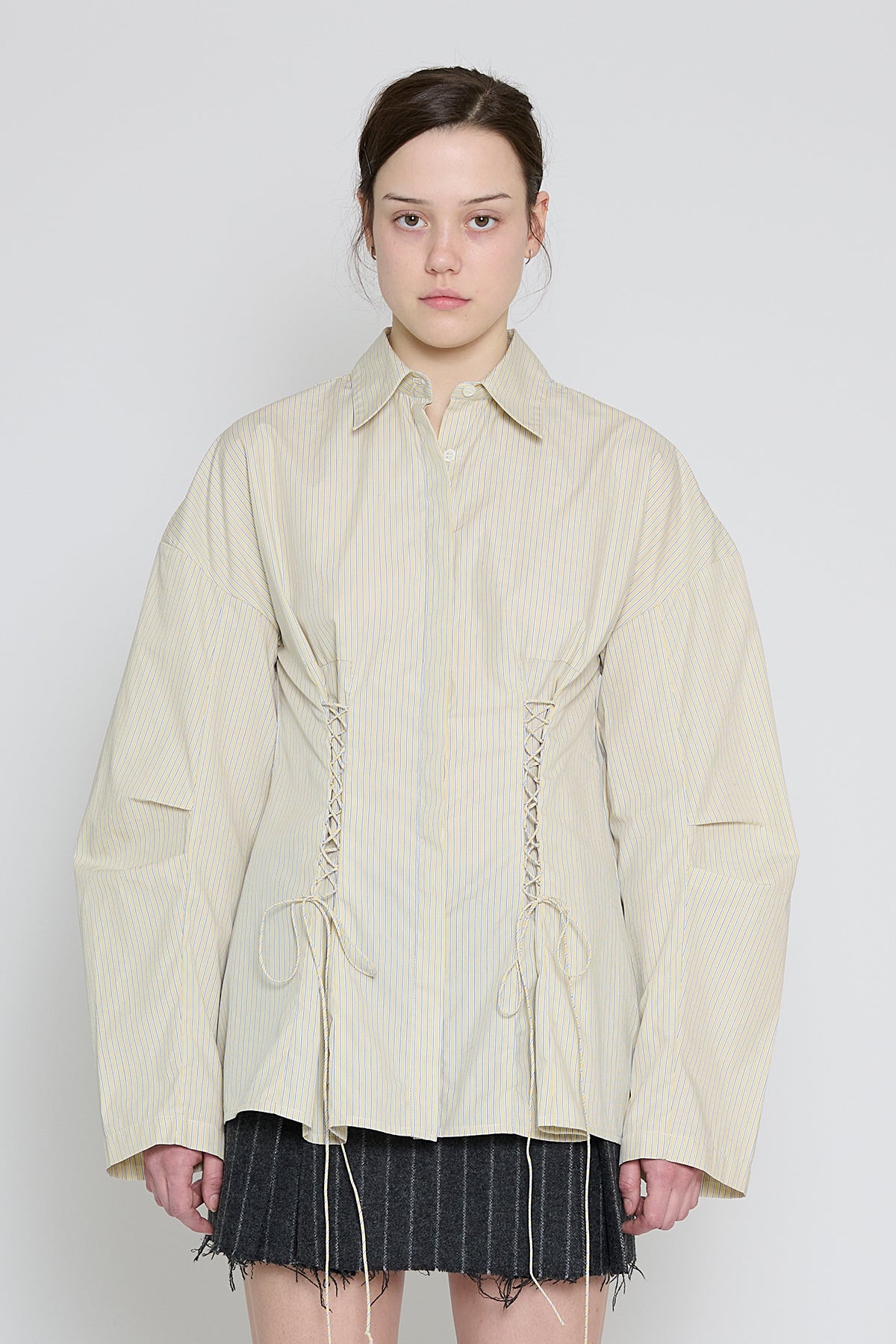 Yellow Stripe Laced Button Down