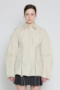 Yellow Stripe Laced Button Down