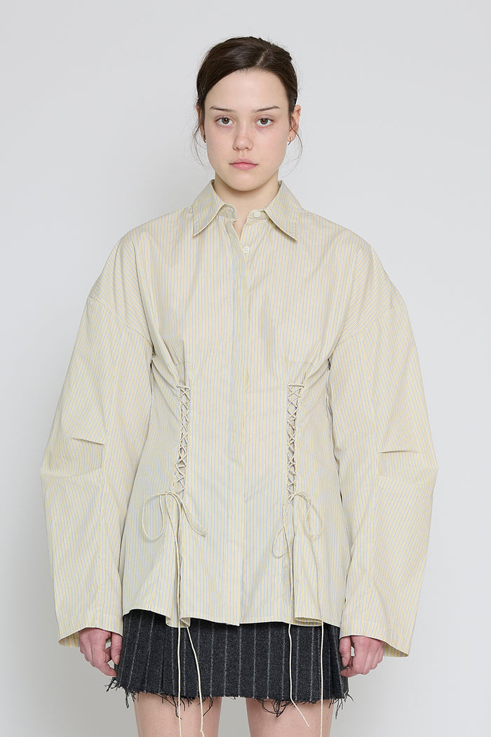 Yellow Stripe Laced Button Down