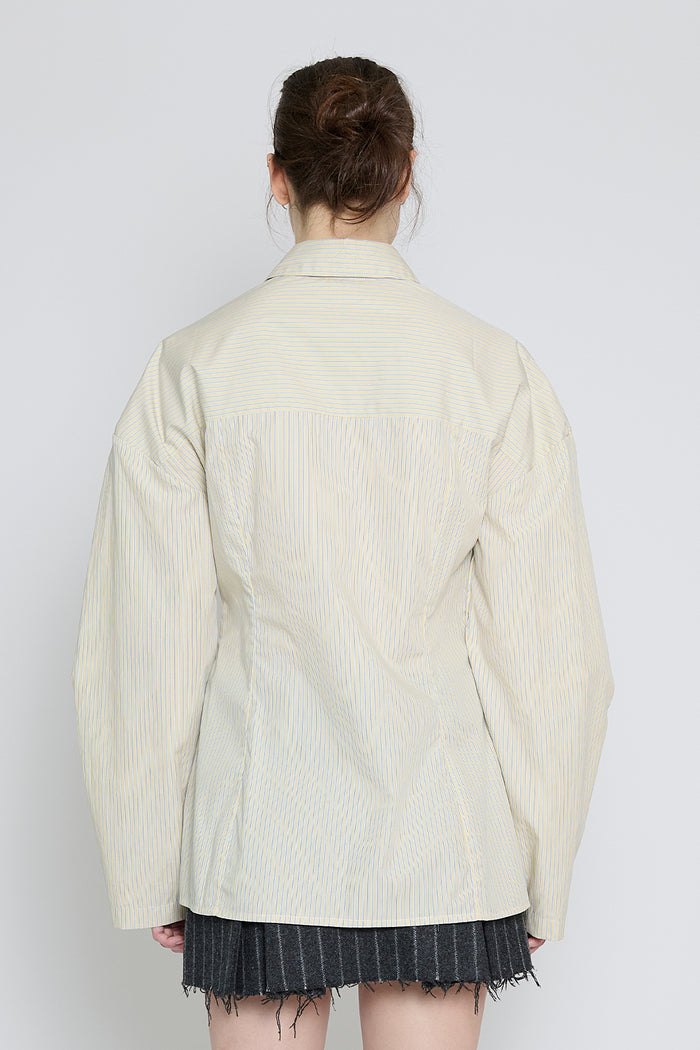 Yellow Stripe Laced Button Down