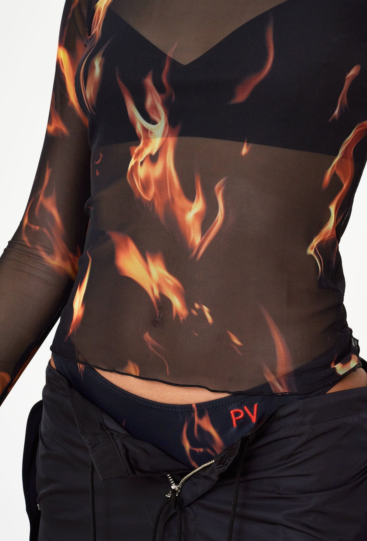 Flame Long Sleeve Mesh Top