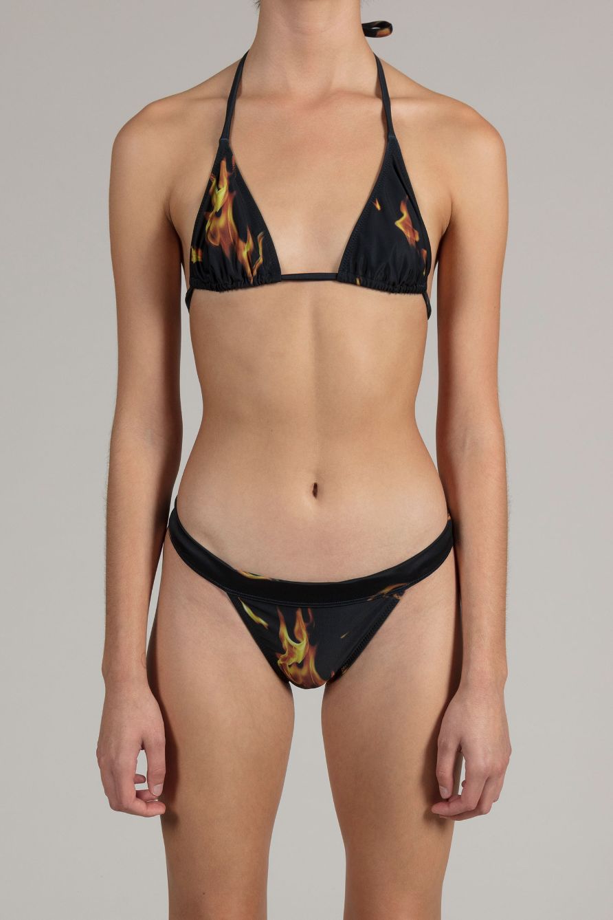 Flame Printed Triangle Bikini Top