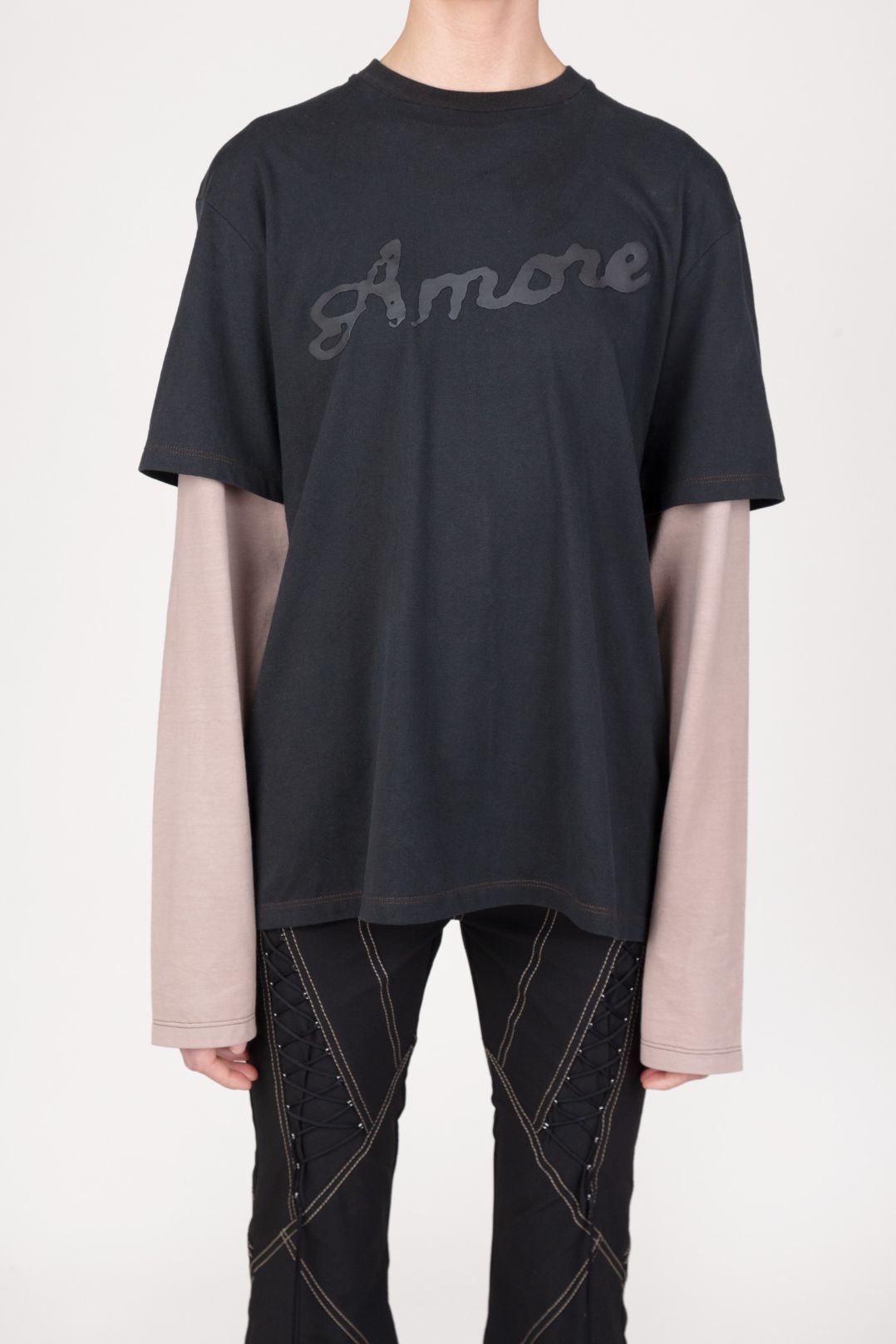 Amore Print Short Long Sleeve Oversized Tee
