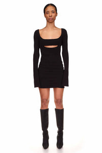 Black Long Sleeve Cut Out Mini Dress