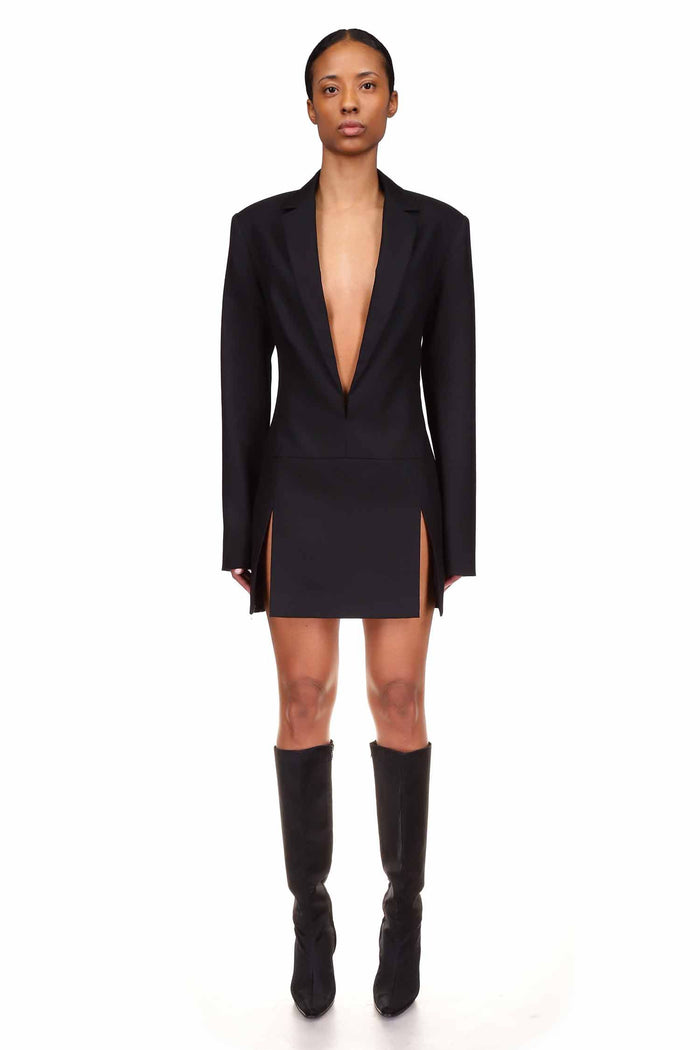 Black Wool Jacket Mini Dress