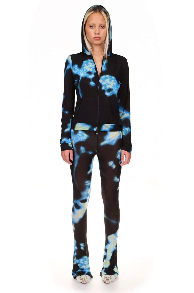 Phantom Flower Printed Zip Up Hoodie