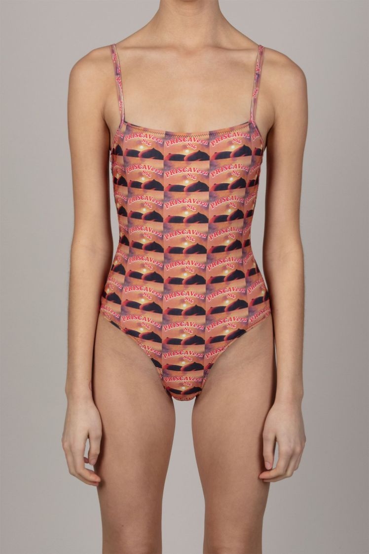 Print Sunset Tits One Piece Swimsuit