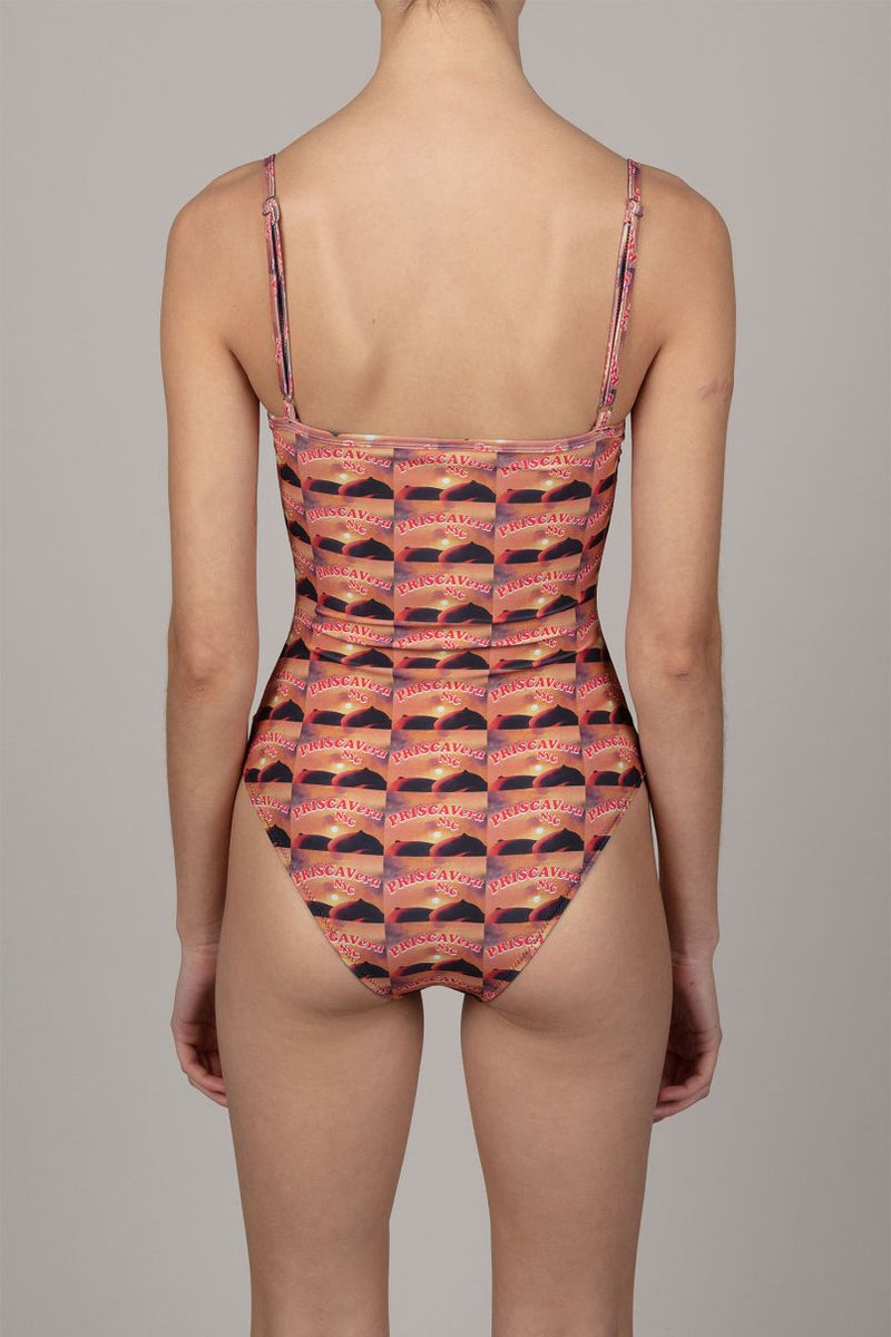 Print Sunset Tits One Piece Swimsuit