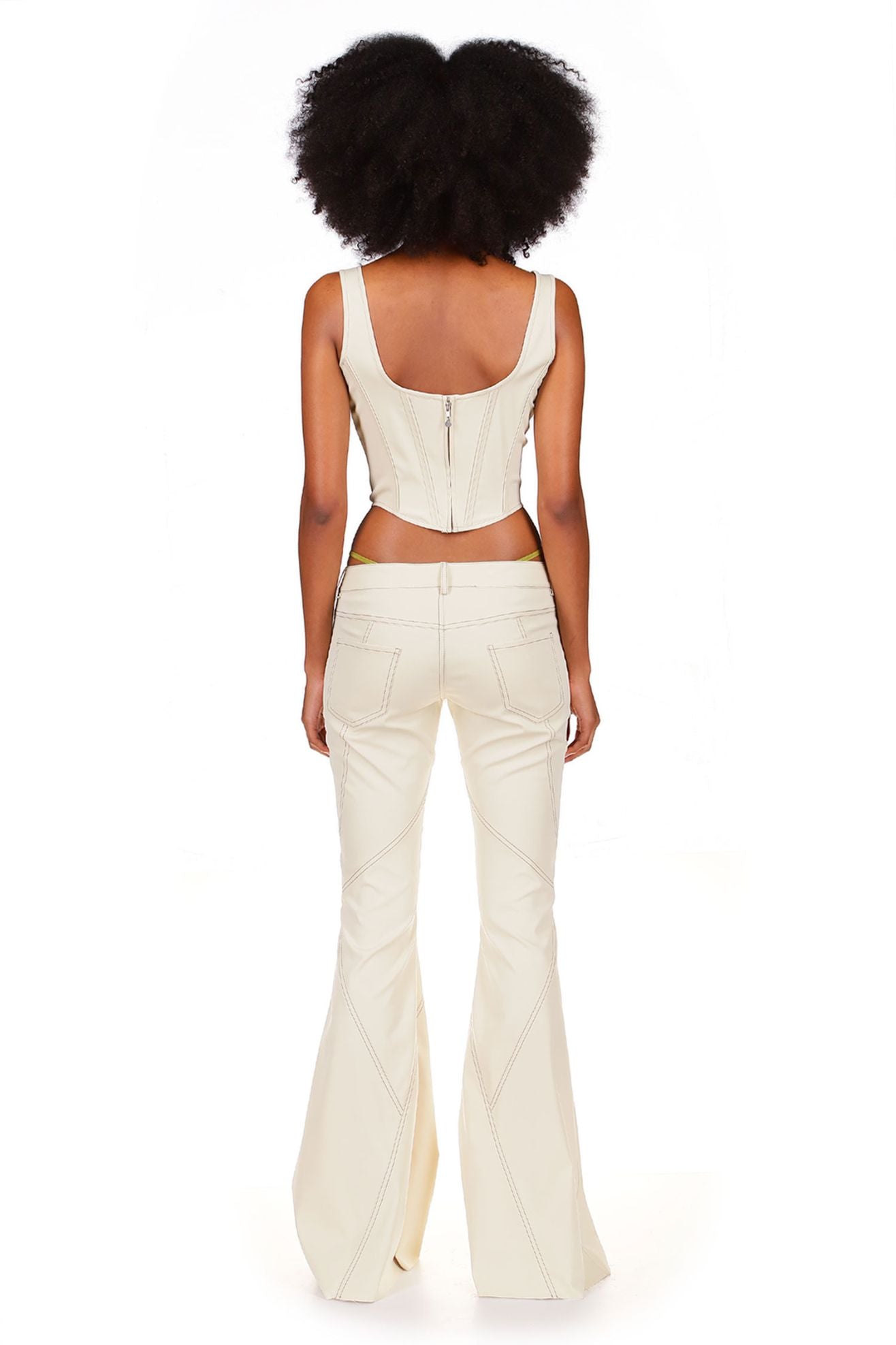Sesame White Lace Up Flared Pants
