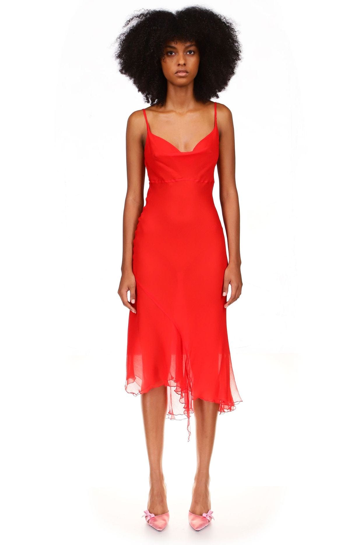 Poppy Red Bias Cut Dress
