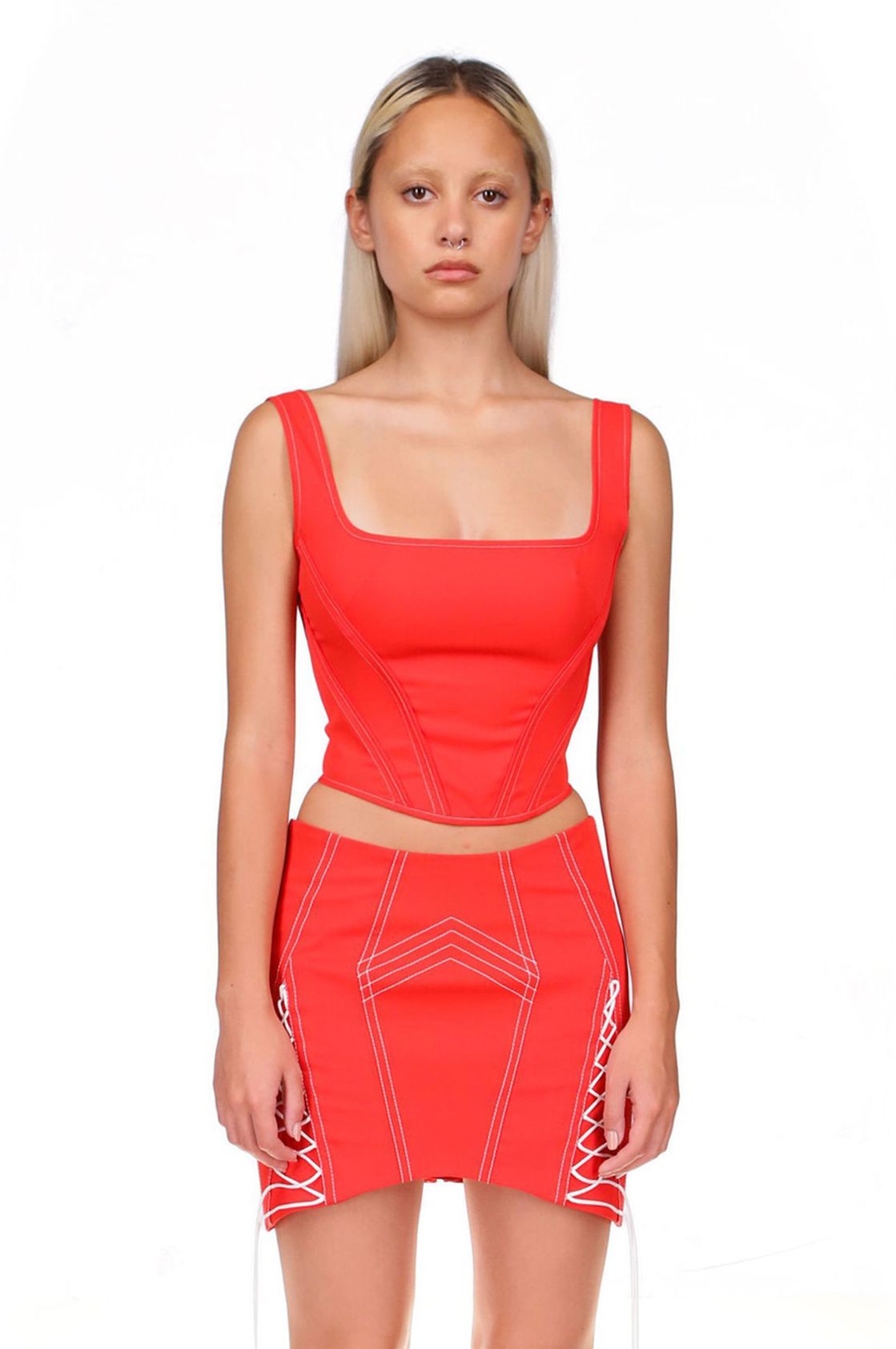 Red Corset Crop Top - Chili 