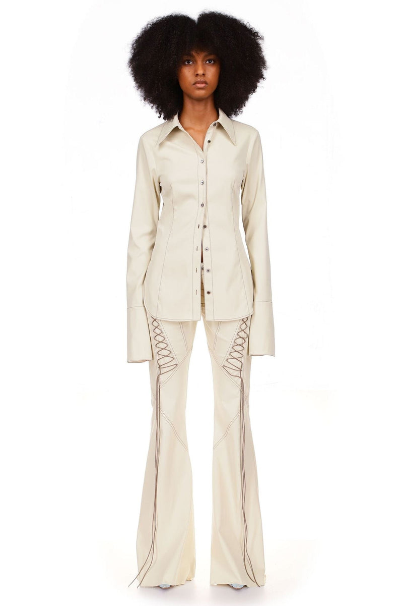 Sesame White Fitted Button Down