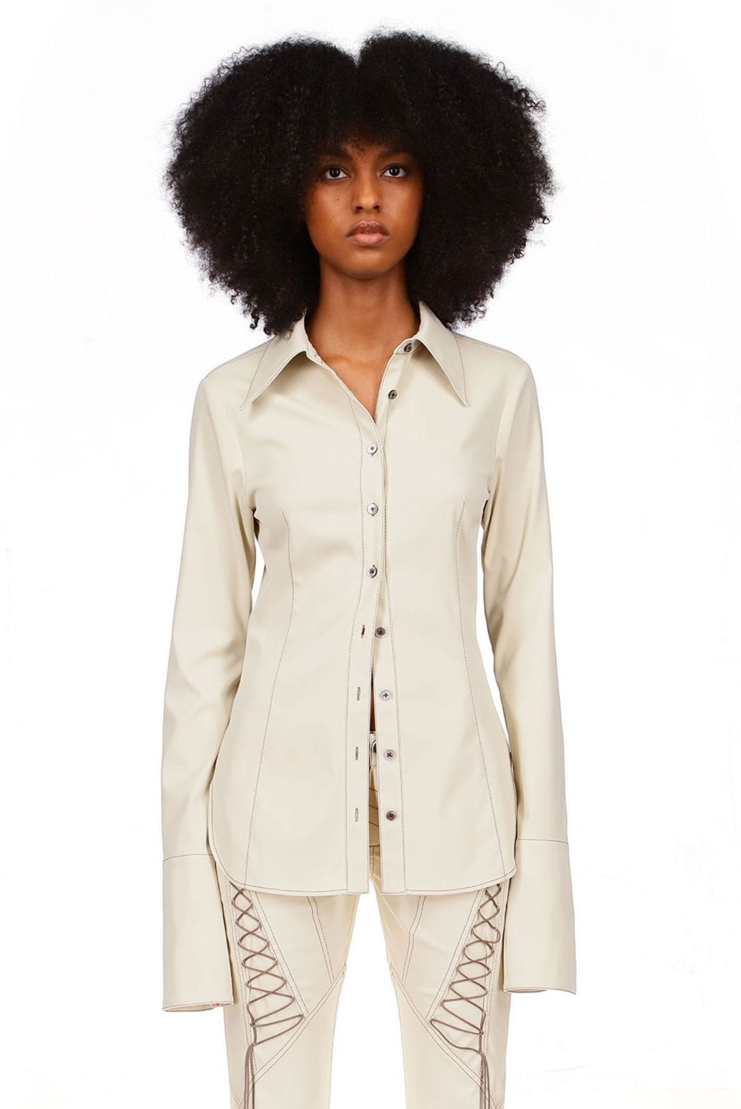 Sesame White Fitted Button Down